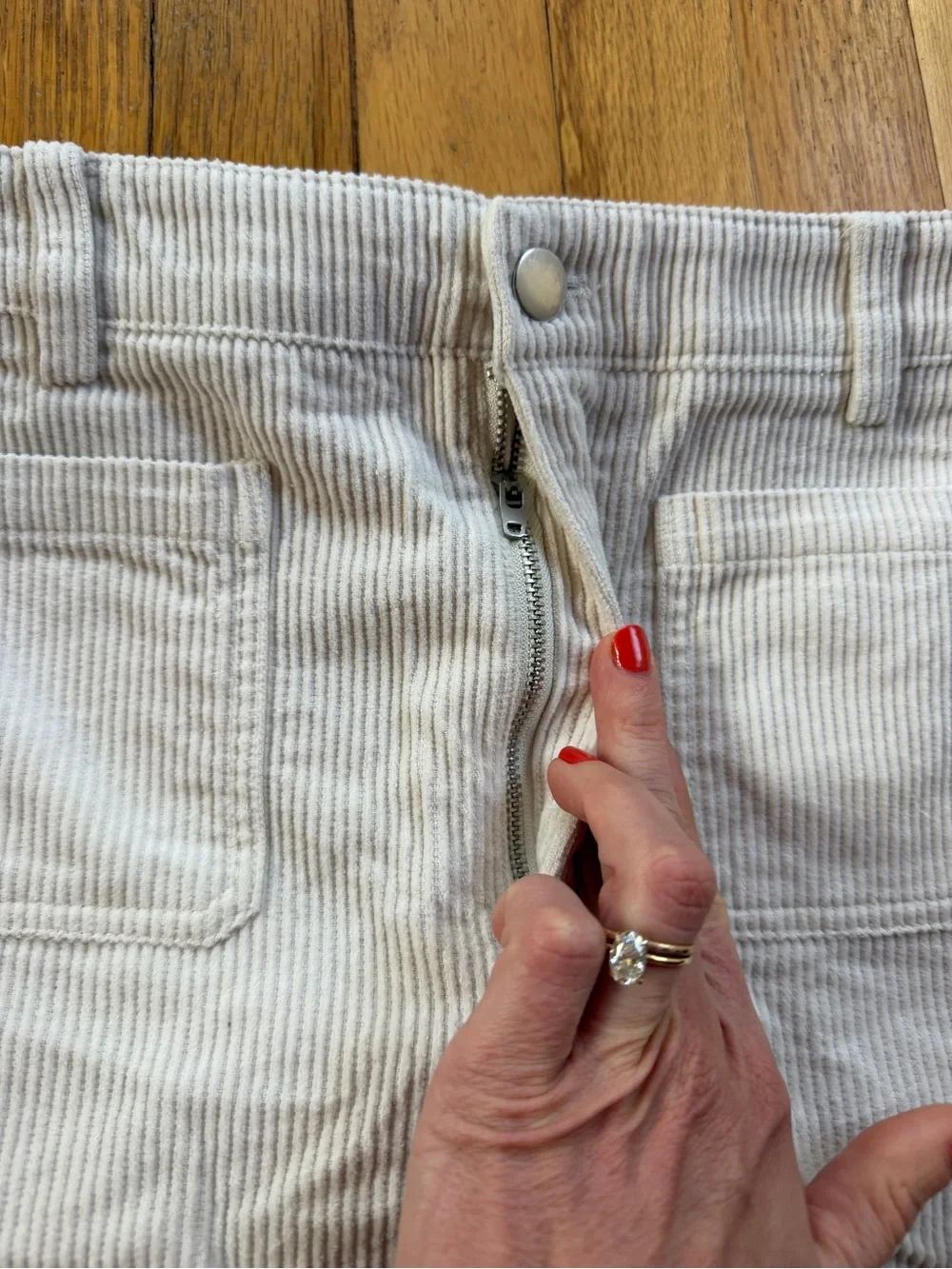 Altar’d state cream corduroy mini skirt